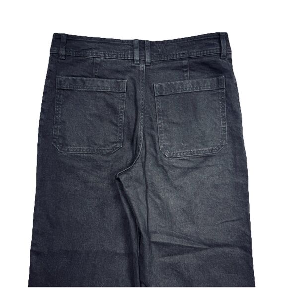 SOLD ~ MNG Catherine Wide Leg Jeans 10 (32x27.5) Black Raw Hem Denim Womens - Picture 9 of 10